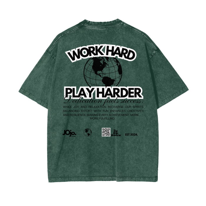 'WORK HARD...' Graphic Oversize T-Shirt