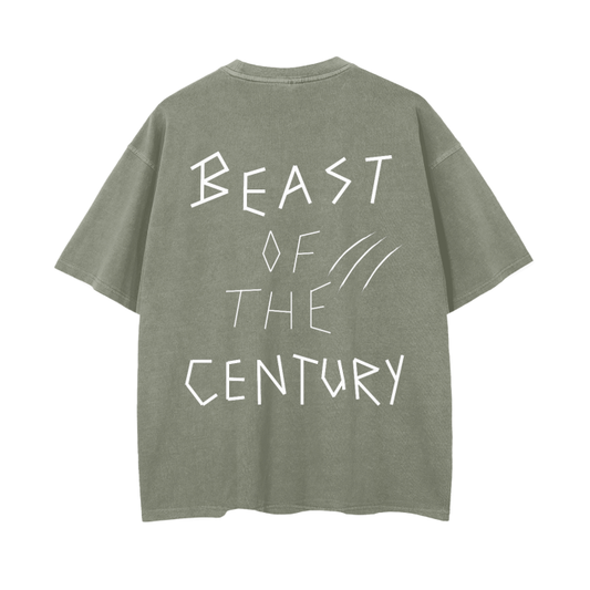 'BEAST OF THE CENTURY' Vintage Wash Drop Shoulder T-Shirt