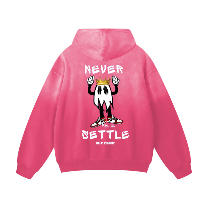 'NEVER SETTLE' Drop Shoulder graphic oversized Hoodie