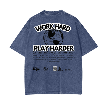 'WORK HARD...' Graphic Oversize T-Shirt