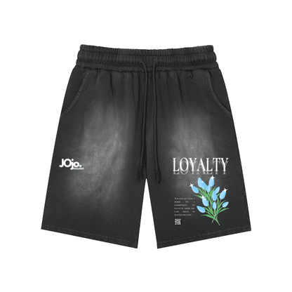 'LOYALTY' Graphic Monkey Washed Shorts