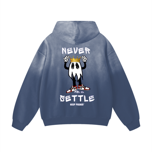 'NEVER SETTLE' Drop Shoulder graphic oversized Hoodie