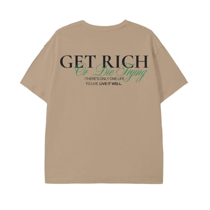 'GET RICH...' Graphic print Classic T-Shirt