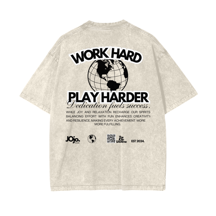 'WORK HARD...' Graphic Oversize T-Shirt