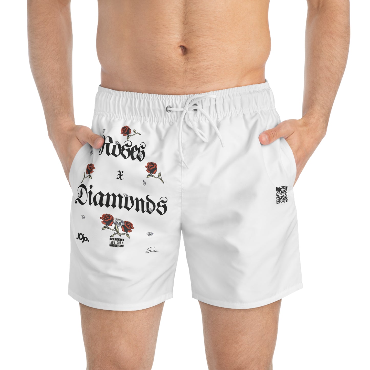 'ROSES X DIAMONDS' Graphic swim shorts