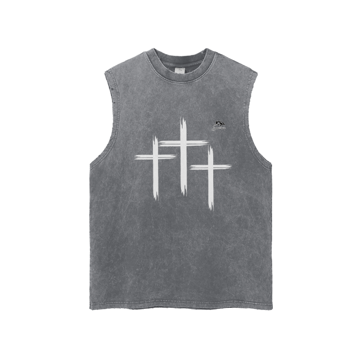 'CHILD OF GOD' Snow Washed Frayed Tank Top