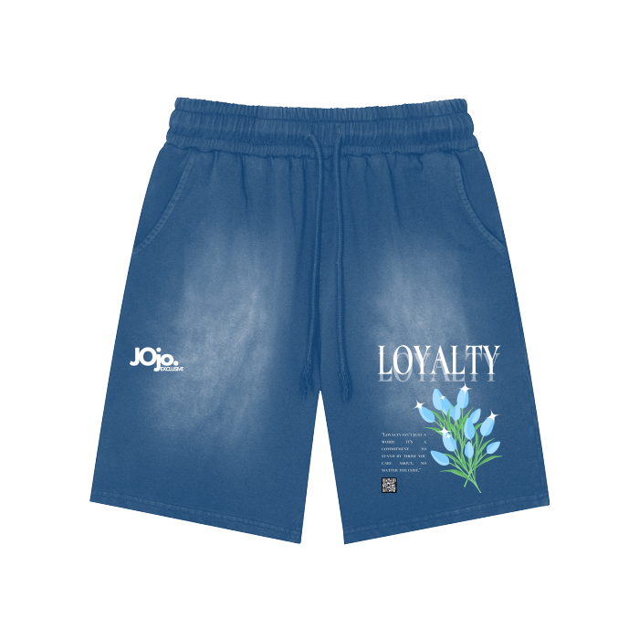 'LOYALTY' Graphic Monkey Washed Shorts