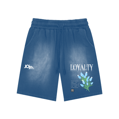 'LOYALTY' Graphic Monkey Washed Shorts