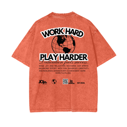 'WORK HARD...' Graphic Oversize T-Shirt