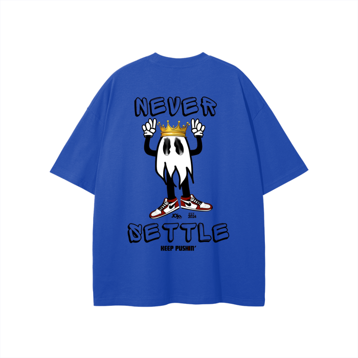 'NEVER SETTLE' Graphic Loose Fit T-Shirt