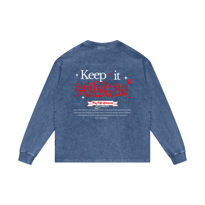 'KEEP IT PUSHIN' Graphic Oversize Long Sleeve T-Shirt