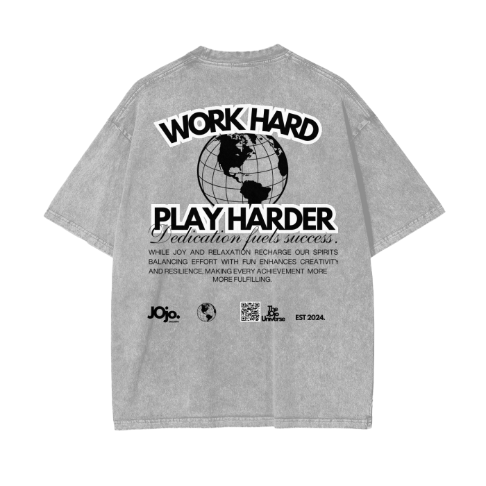 'WORK HARD...' Graphic Oversize T-Shirt