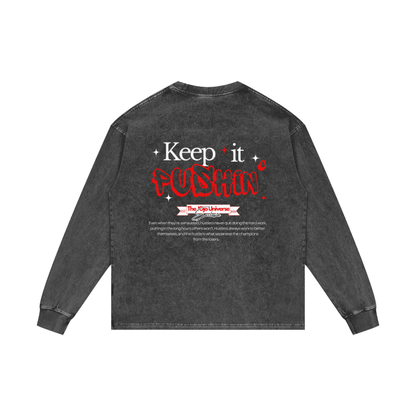 'KEEP IT PUSHIN' Graphic Oversize Long Sleeve T-Shirt