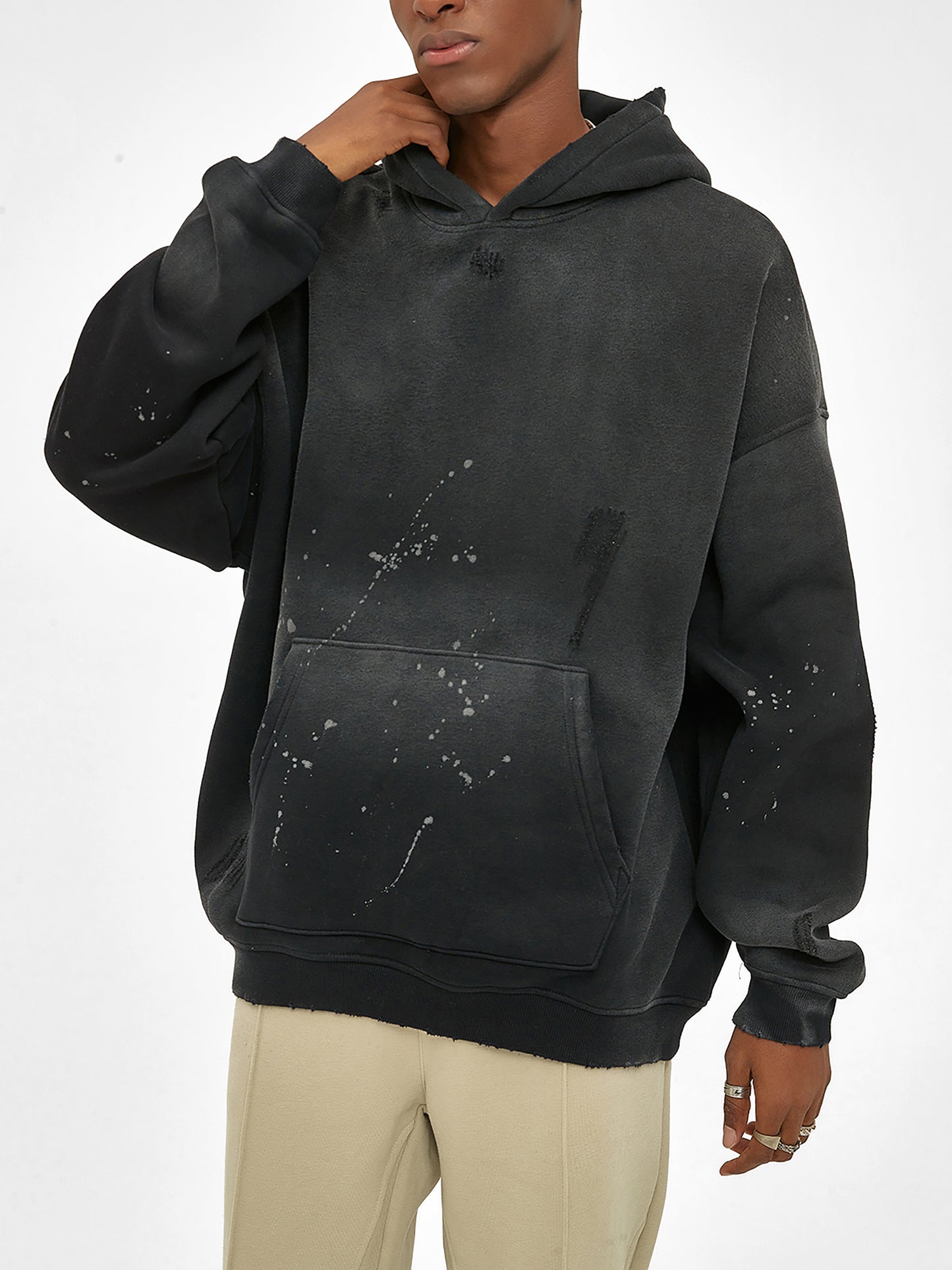 'BEAST OF THE CENTURY' Vintage Wash Frayed Fleece Hoodie